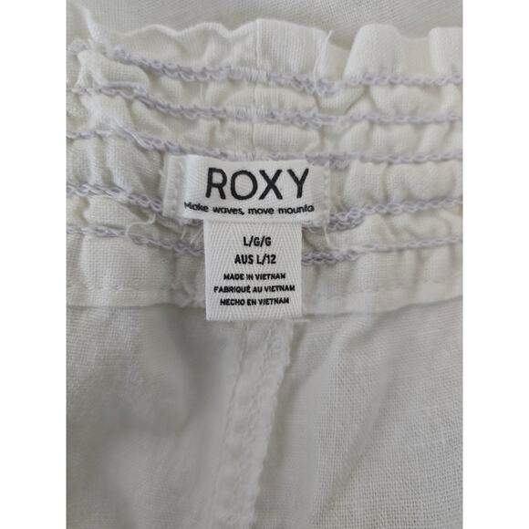 Roxy Cream Linen Blend Front Back Pockets Women's Pants L - Picture 3 of 4